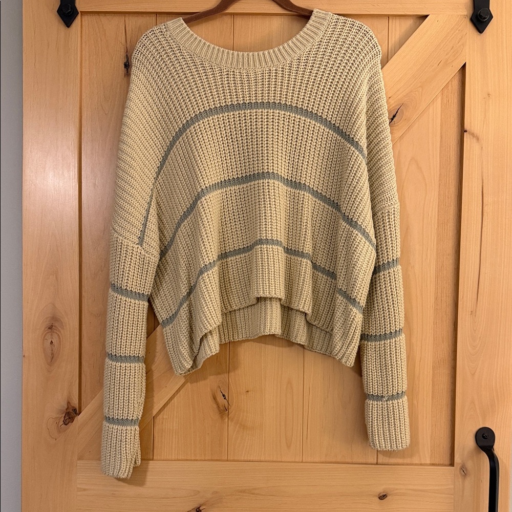 moon & madison Cream and Gray Striped Sweater